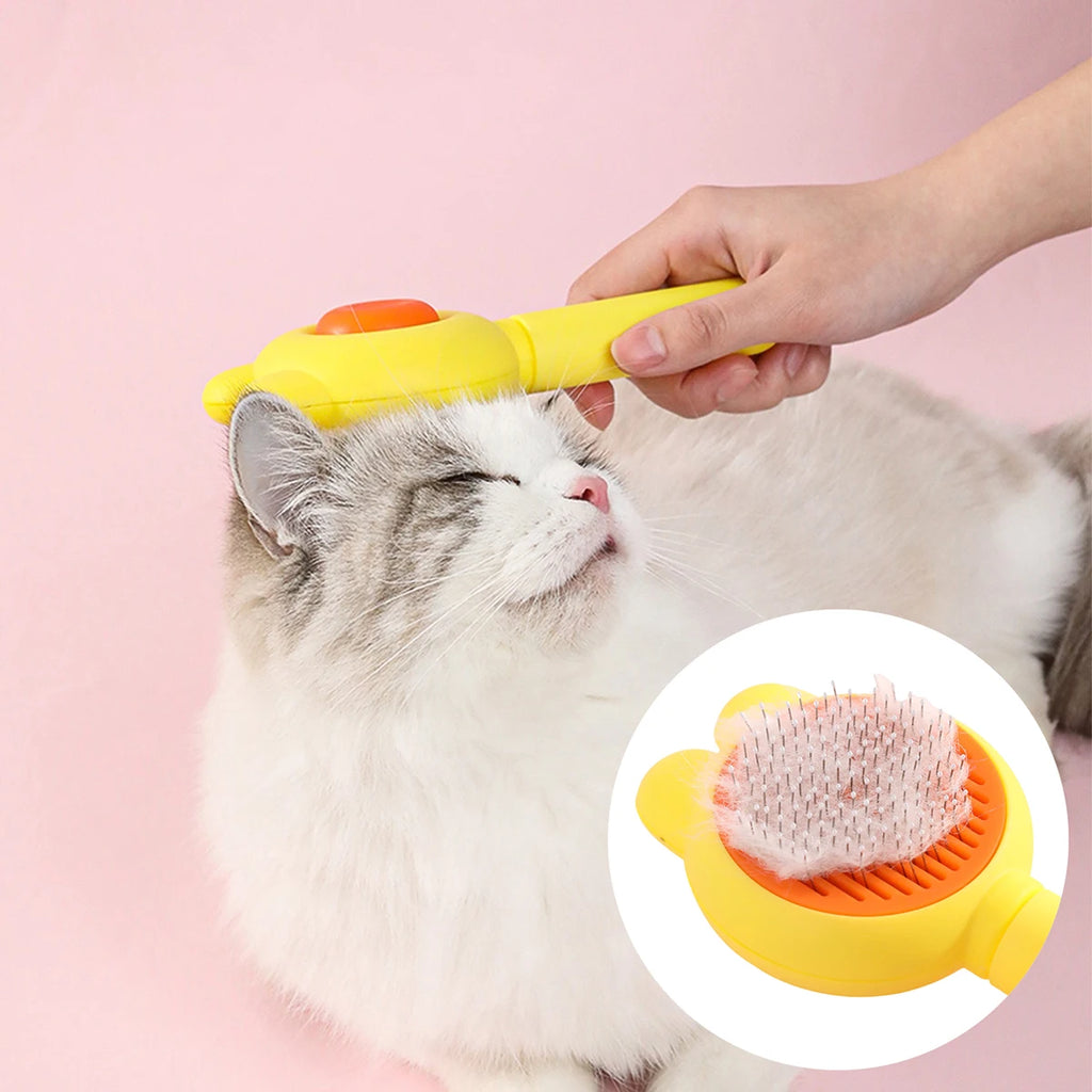Self-Cleaning Pet Grooming Comb – One-Click Hair Removal & Massage for Cats & Dogs