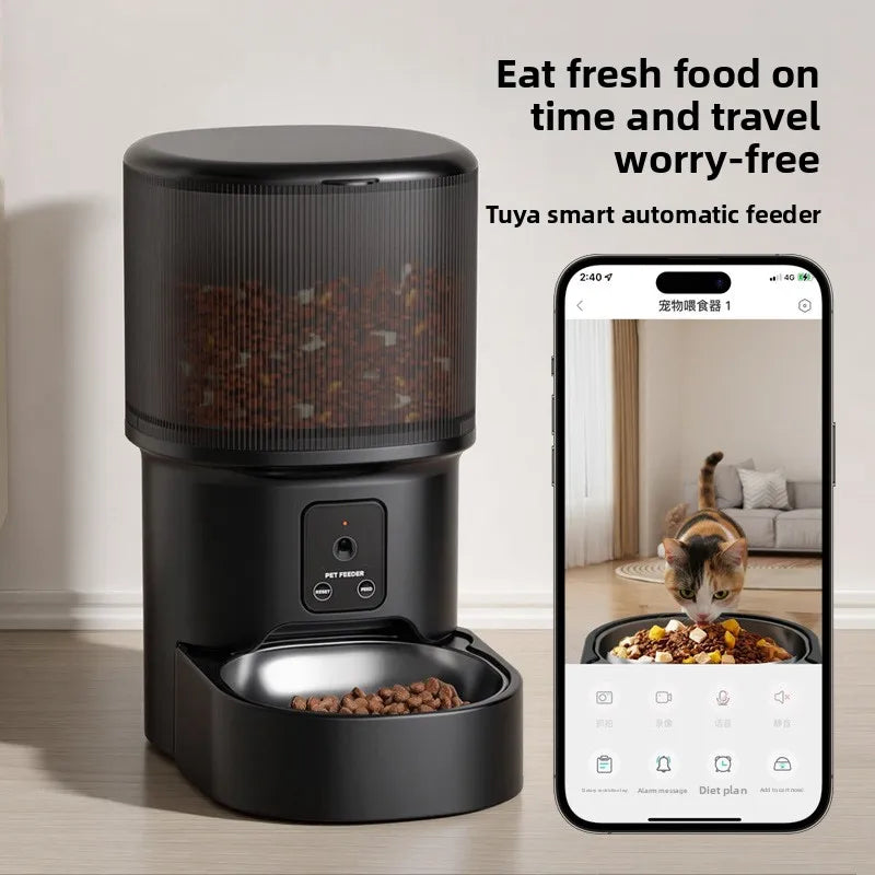 Smart Automatic Pet Feeder with Camera – WiFi, Voice Control & Timed Feeding for Cats & Dogs