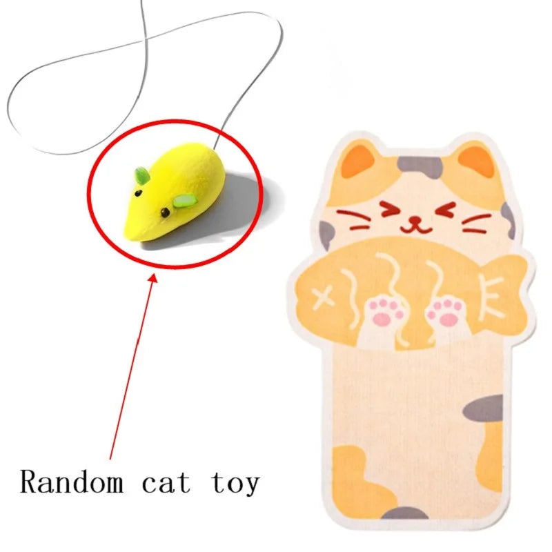 Wall-Mounted Felt Cat Scratcher with Hanging Toy