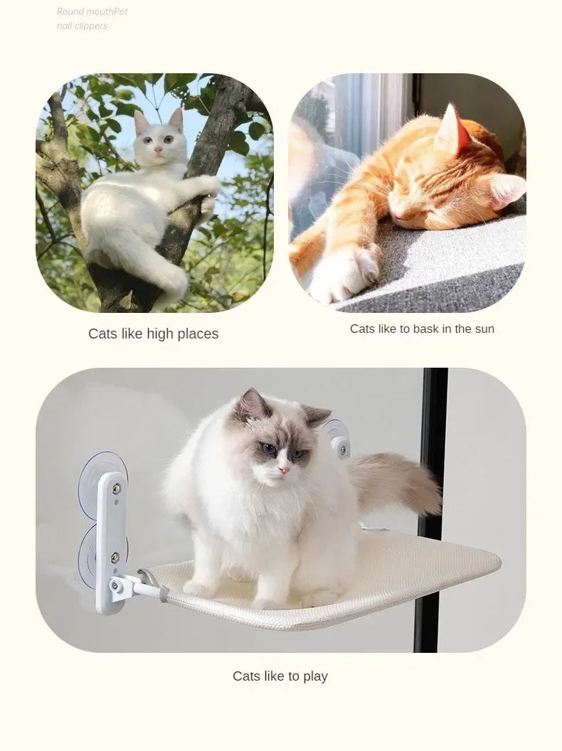Cat Window Hammock Bed – Suction Cup Hanging Perch with Washable Plush Mat