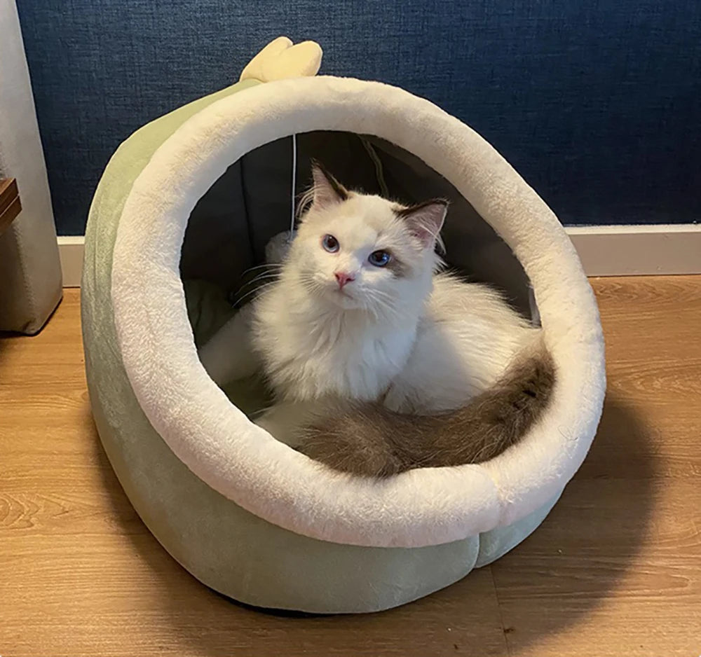 Cute Ear Cat Cave Bed – Foldable, Washable & Deep Sleep Pet Bed for Cats & Small Dogs