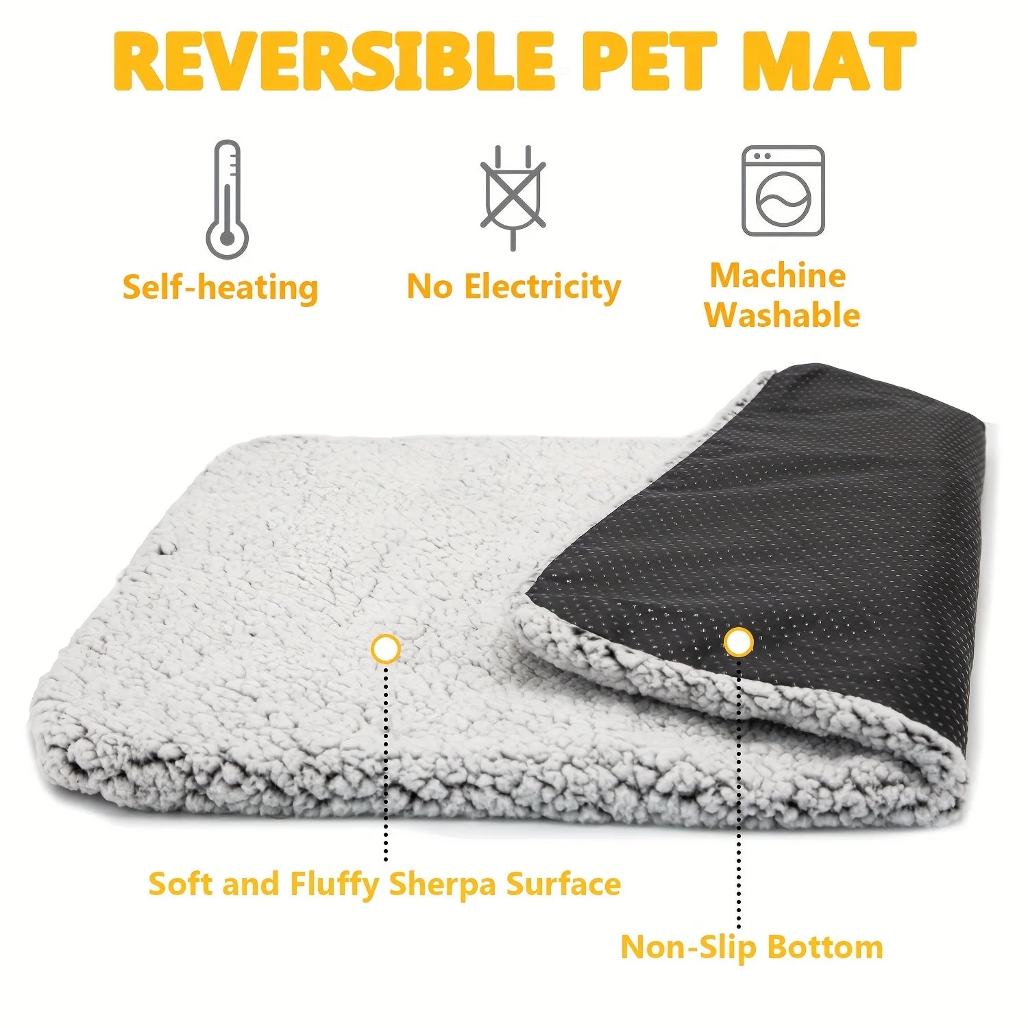 Self-Heating Pet Blanket & Mat – Washable Thermal Pad for Cats & Dogs