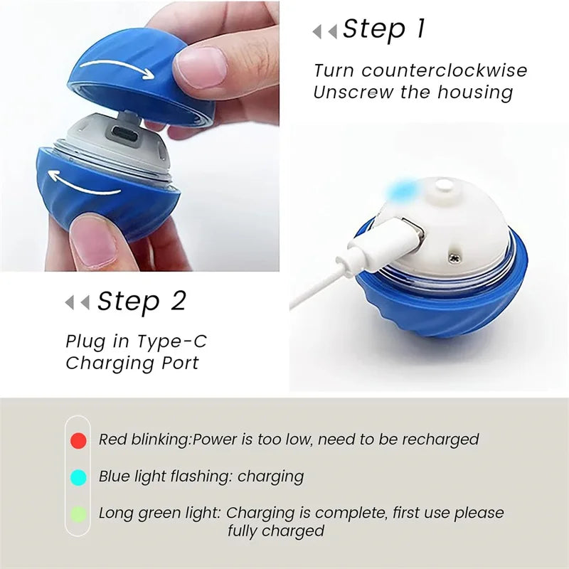 Smart Interactive Pet Ball – USB Rechargeable Auto-Moving Toy for Dogs & Cats