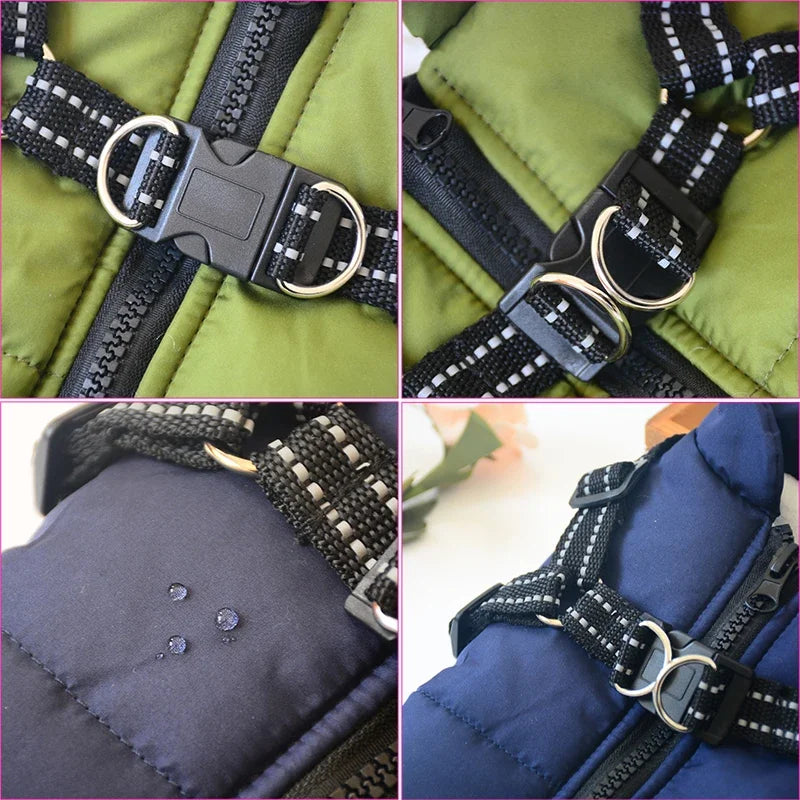 Winter Dog Jacket with Harness – Waterproof & Warm Coat for Large & Small Dogs