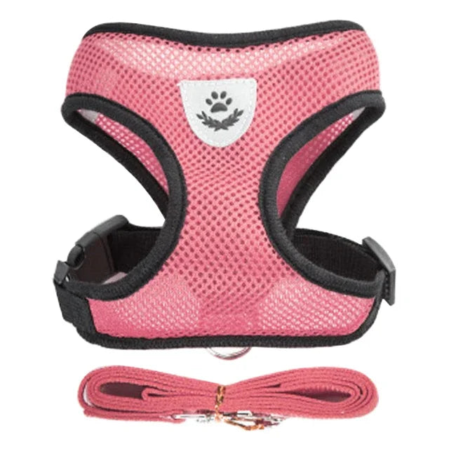 Adjustable Reflective Cat & Dog Harness Vest with Leash – Soft Mesh | S/M/L