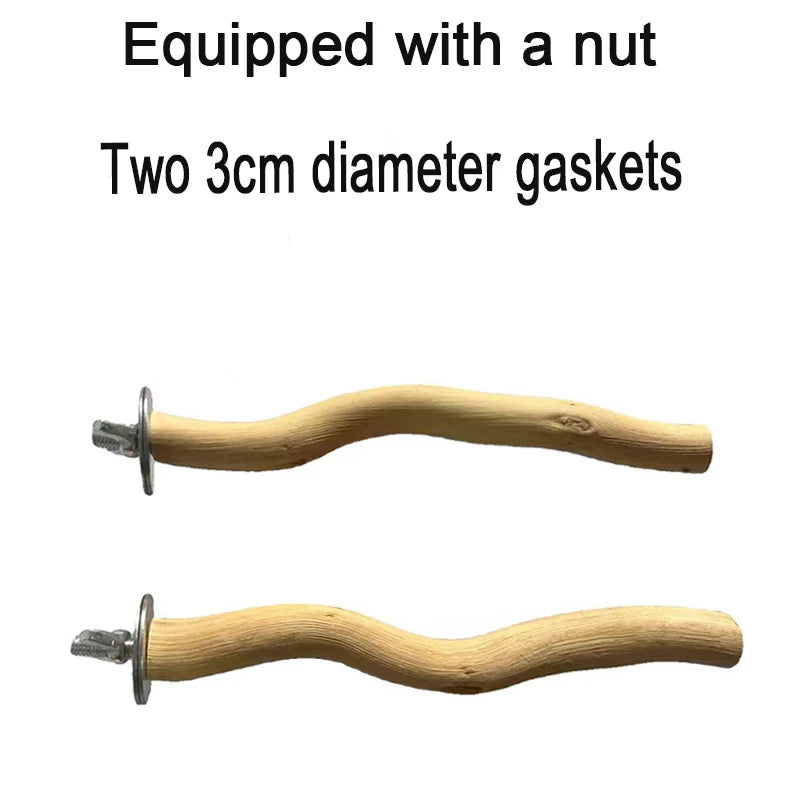 Natural Wood Parrot Perch Branch — Bird Cage Swing & Standing Toy
