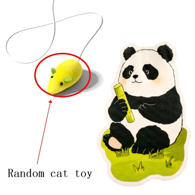 Wall-Mounted Felt Cat Scratcher with Hanging Toy