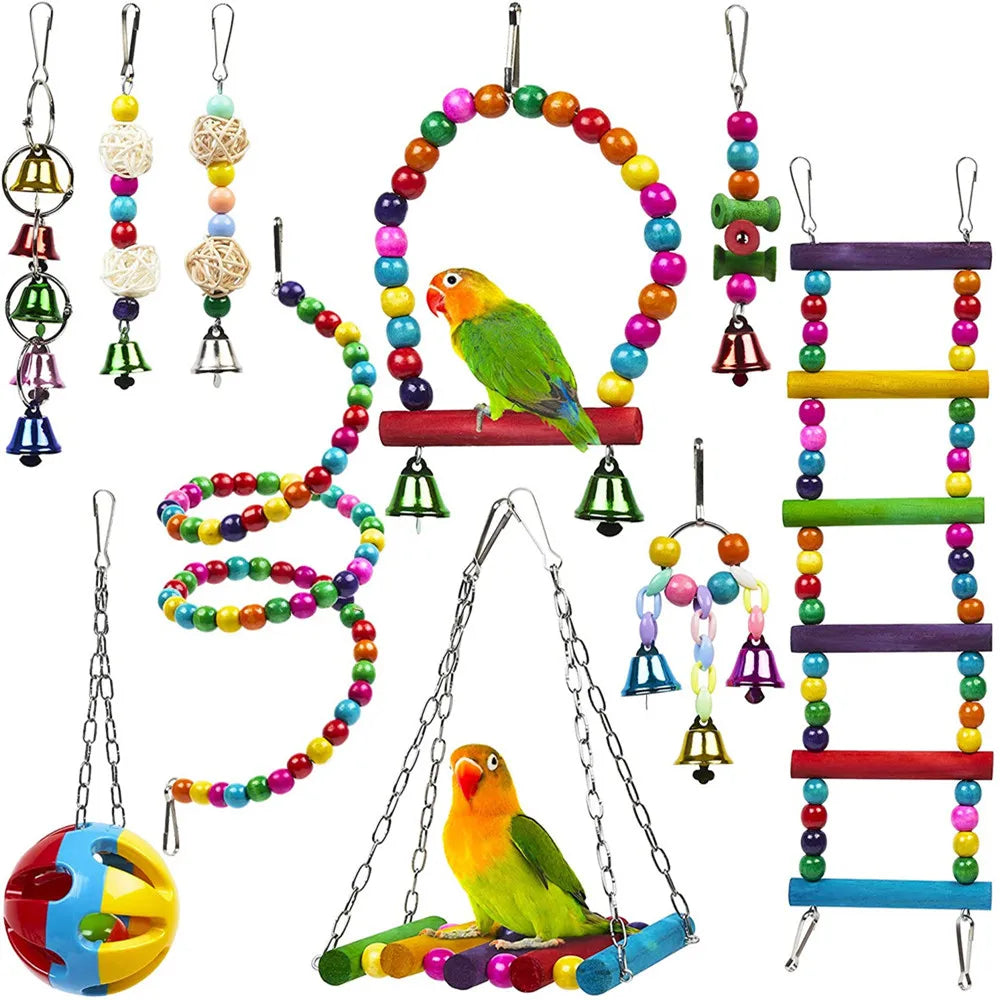 Parrot Toy Set – Swing, Bell & Ladder Training Kit