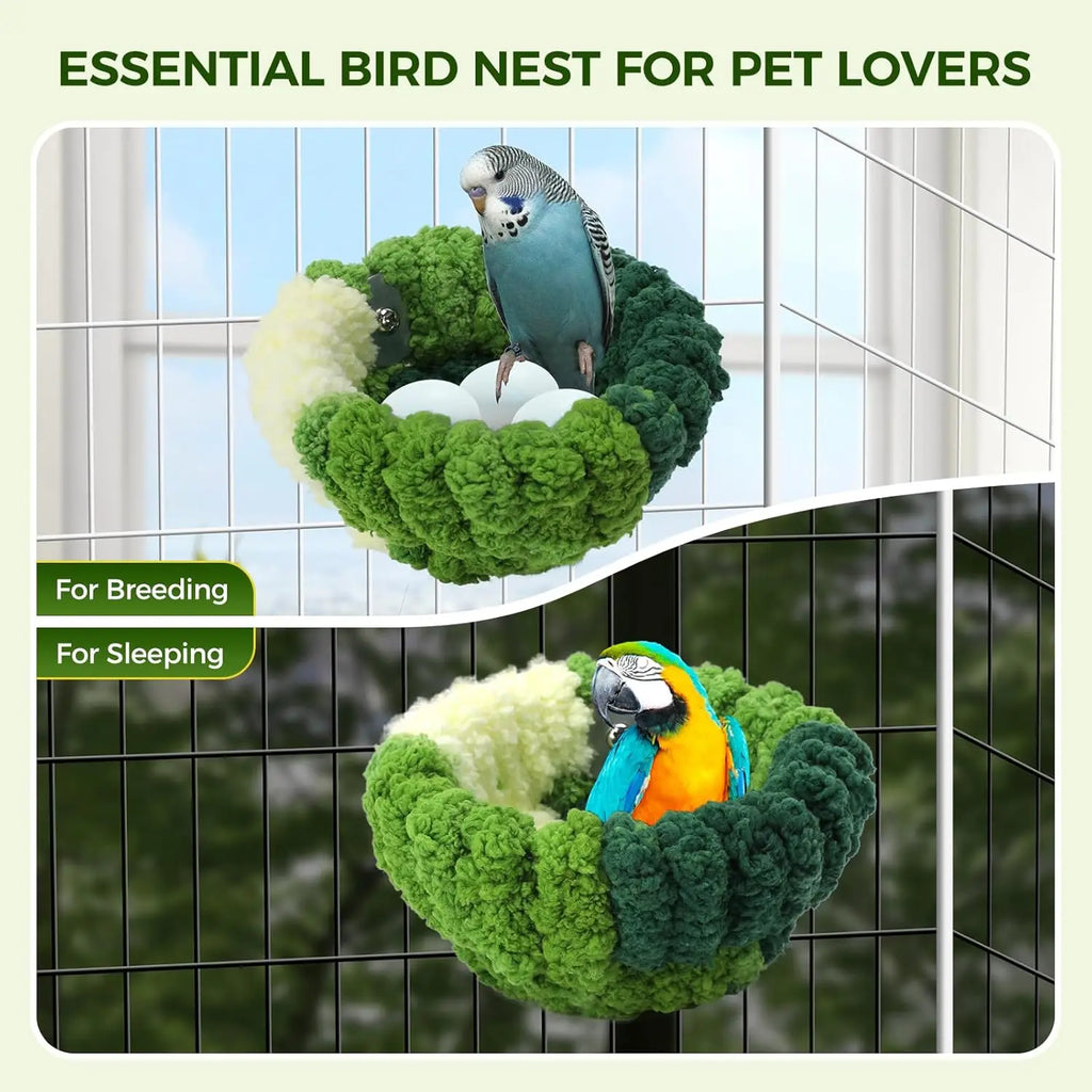 Plush Hanging Bird Nest – Cozy Cage Bed for Parakeets, Cockatiels, Lovebirds & Small Pets