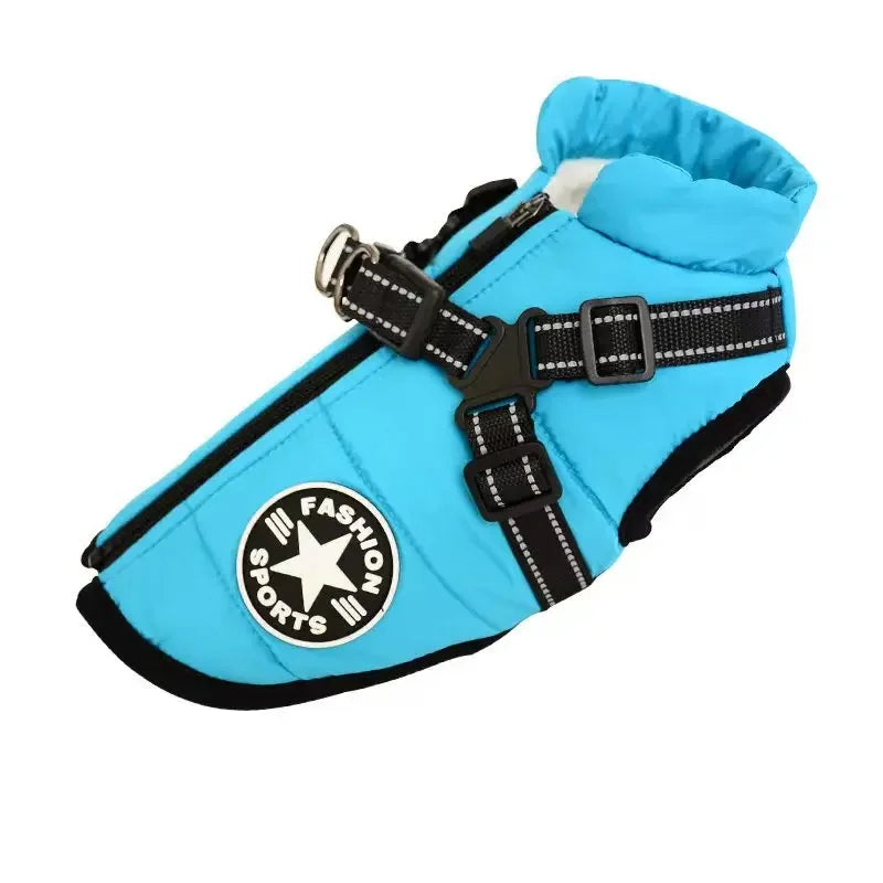 Winter Dog Jacket with Harness – Waterproof & Warm Coat for Large & Small Dogs