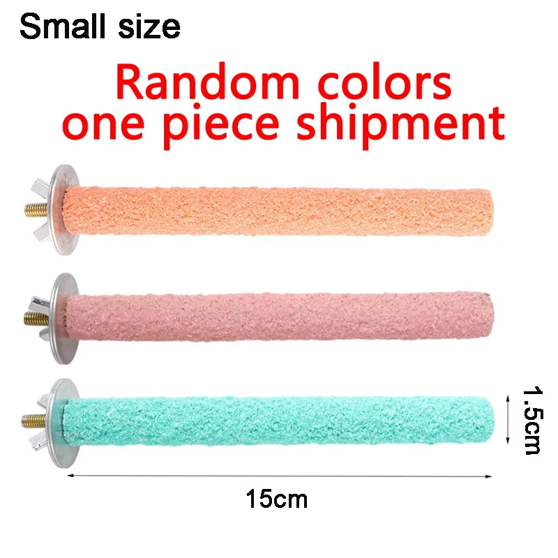 Colorful Wood Parrot Perch Stand – Bird Cage Toy for Small & Medium Birds