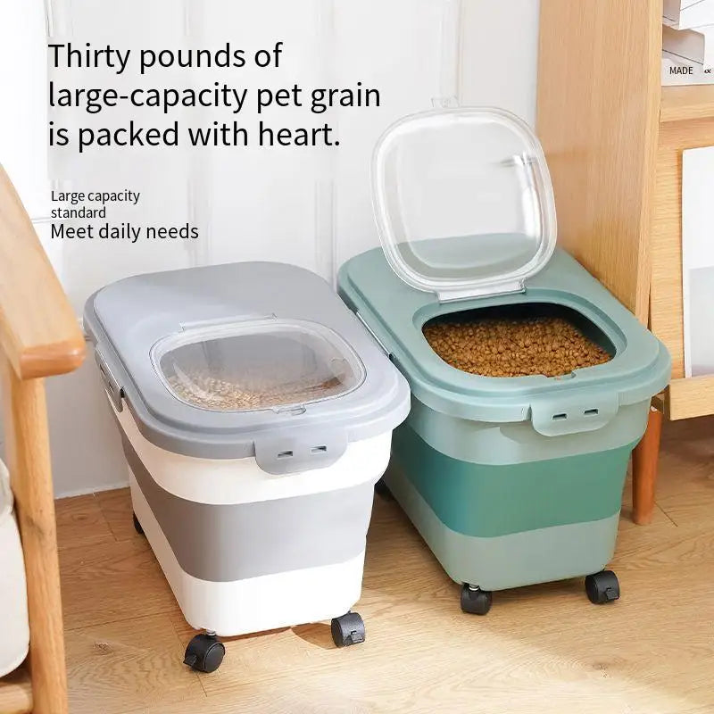 Collapsible Pet Food Storage Container – Airtight & Space-Saving (13 / 33 LB)