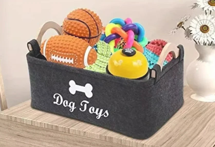 Premium Felt Pet Toy & Storage Basket – Stylish Organizer for Dogs & Cats