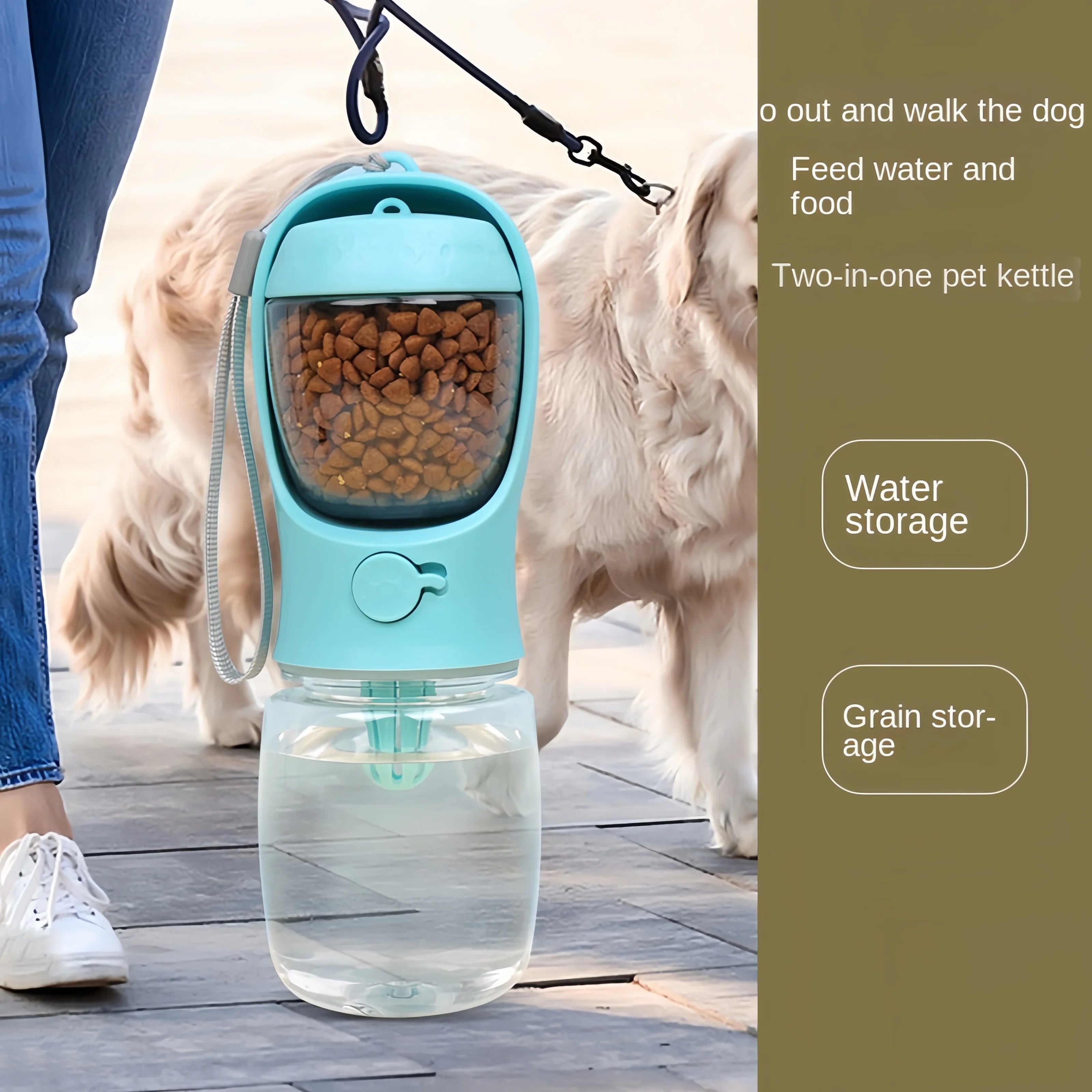 Portable Pet Water Bottle with Food Storage – 2-in-1 Travel Feeder Bowl for Dogs & Cats | 350ml / 550ml