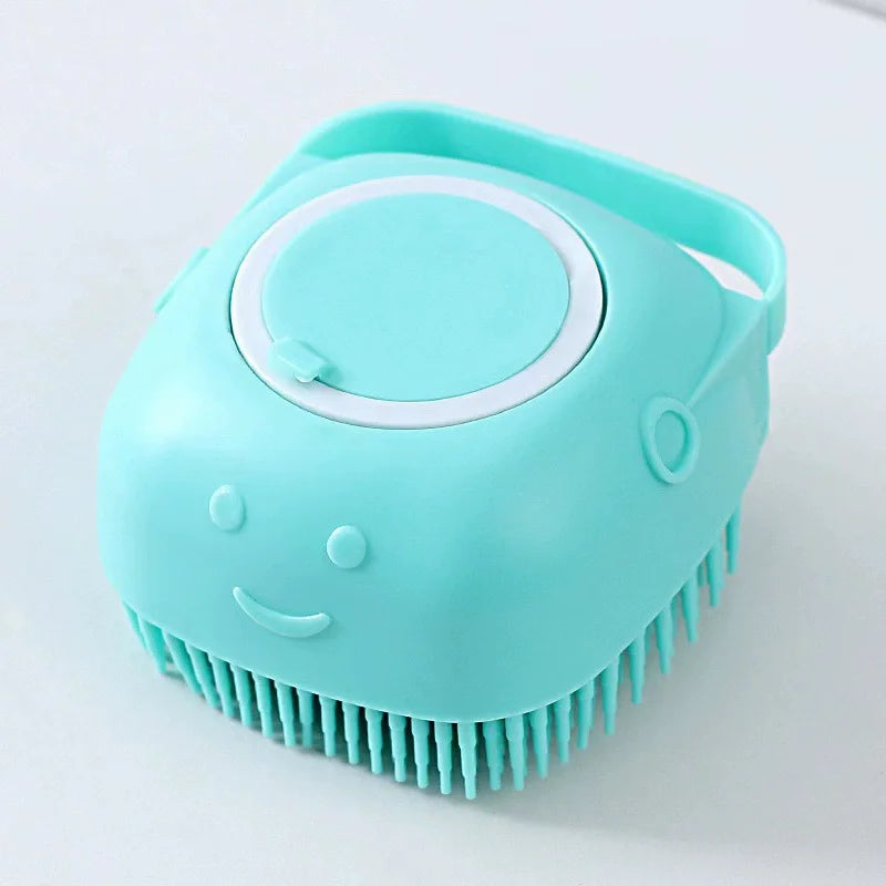 Pet Bathing & Massage Brush with Shampoo Dispenser