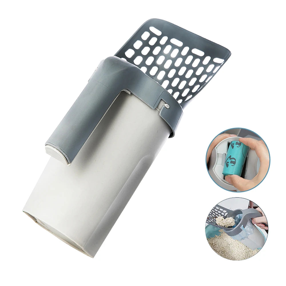 Cat Litter Scoop with Waste Bags – Self-Cleaning Litter Box Accessory