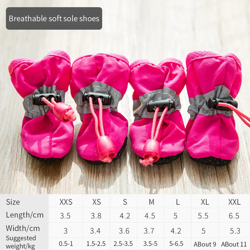 Waterproof Dog Boots – Anti-Slip Rain Shoes for Small Dogs & Cats (4-Pack)