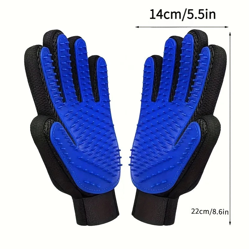 Pet Grooming Gloves – 2-in-1 Silicone Deshedding & Massage Brush for Dogs & Cats