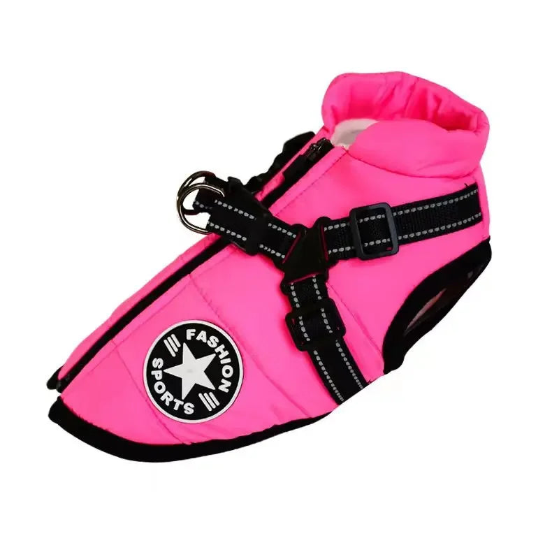 Winter Dog Jacket with Harness – Waterproof & Warm Coat for Large & Small Dogs