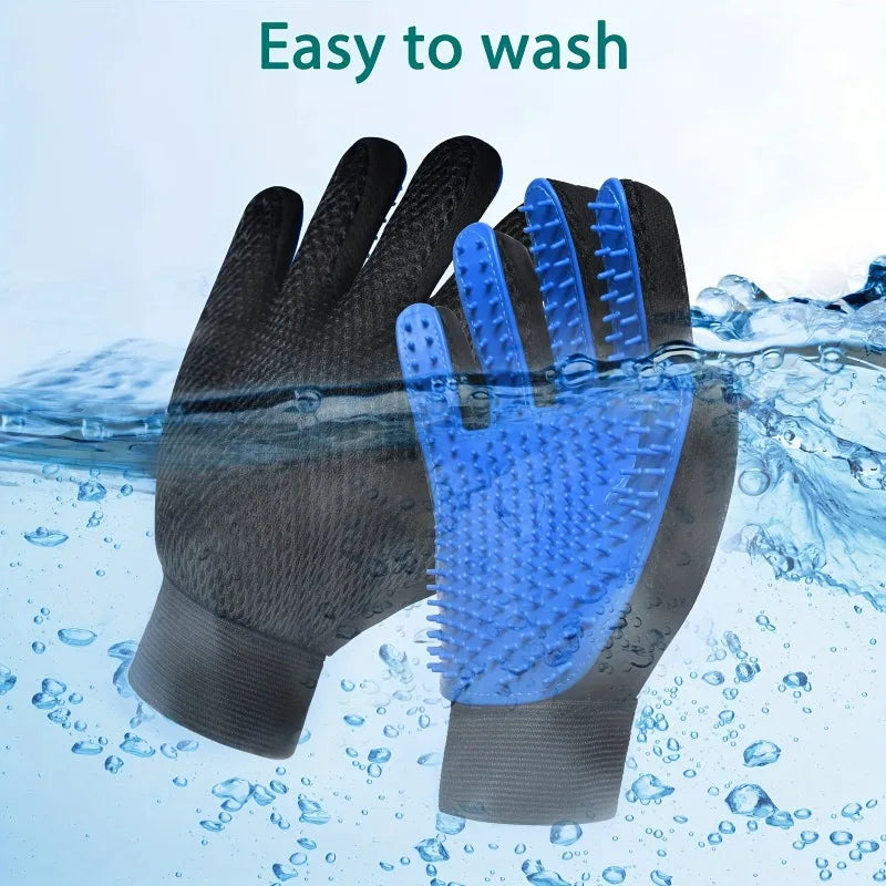 Pet Grooming Gloves – 2-in-1 Silicone Deshedding & Massage Brush for Dogs & Cats