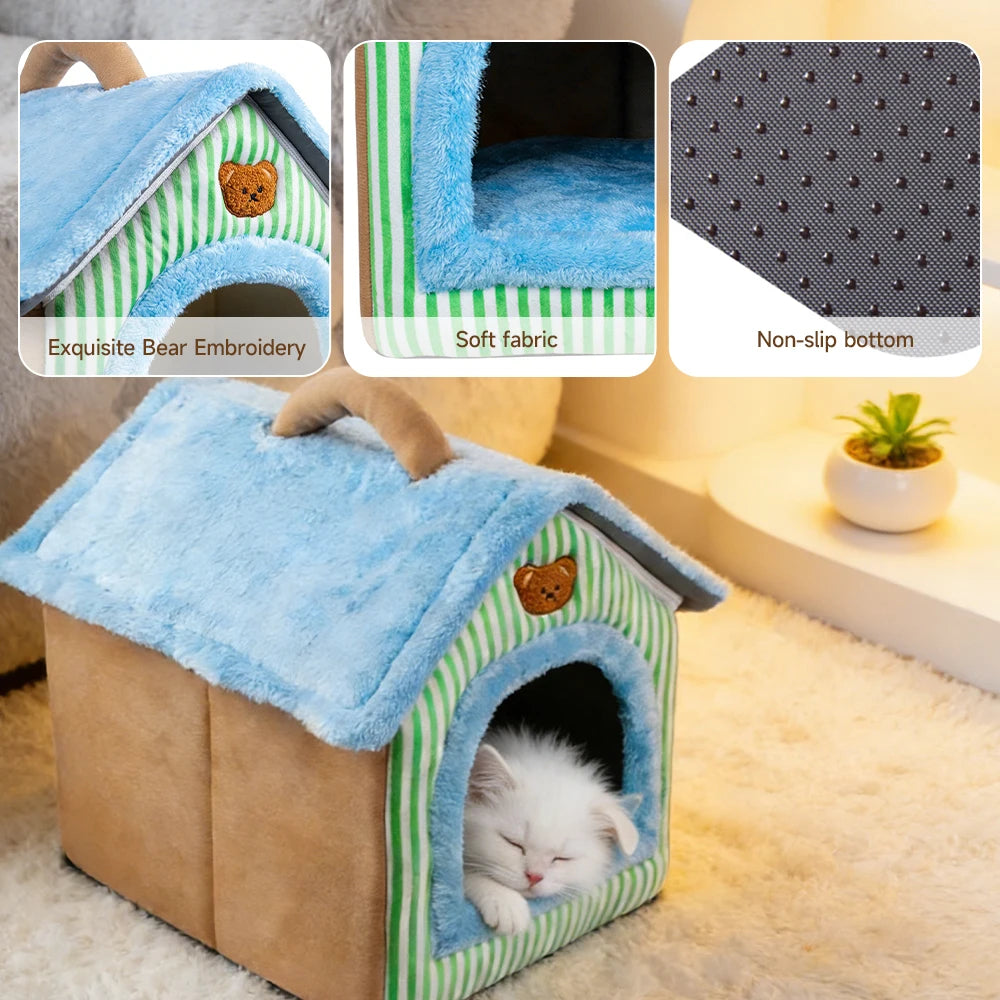 Foldable Cat & Pet House – Cozy Cave Bed for Cats & Small Dogs