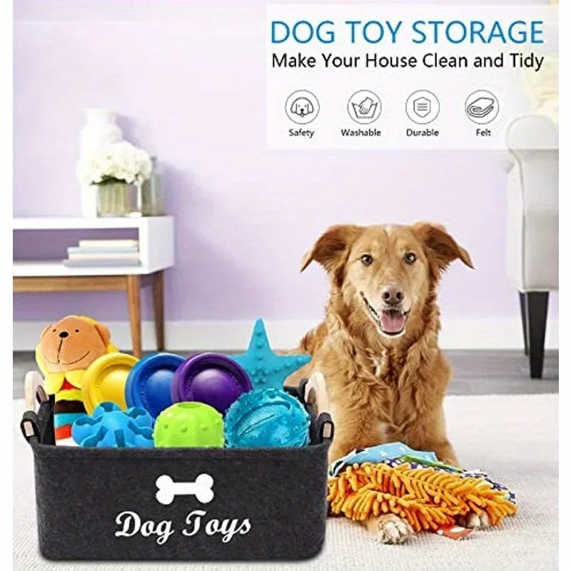 Premium Felt Pet Toy & Storage Basket – Stylish Organizer for Dogs & Cats