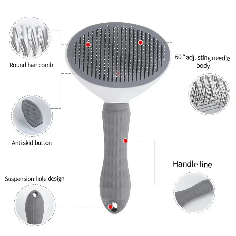 Self-Cleaning Pet Slicker Brush – Grooming & Dematting Comb for Dogs & Cats