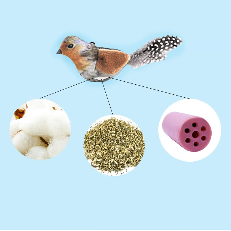 Catnip Bird Plush Toy – Lifelike Feathered Cat Teaser for Kittens & Cats