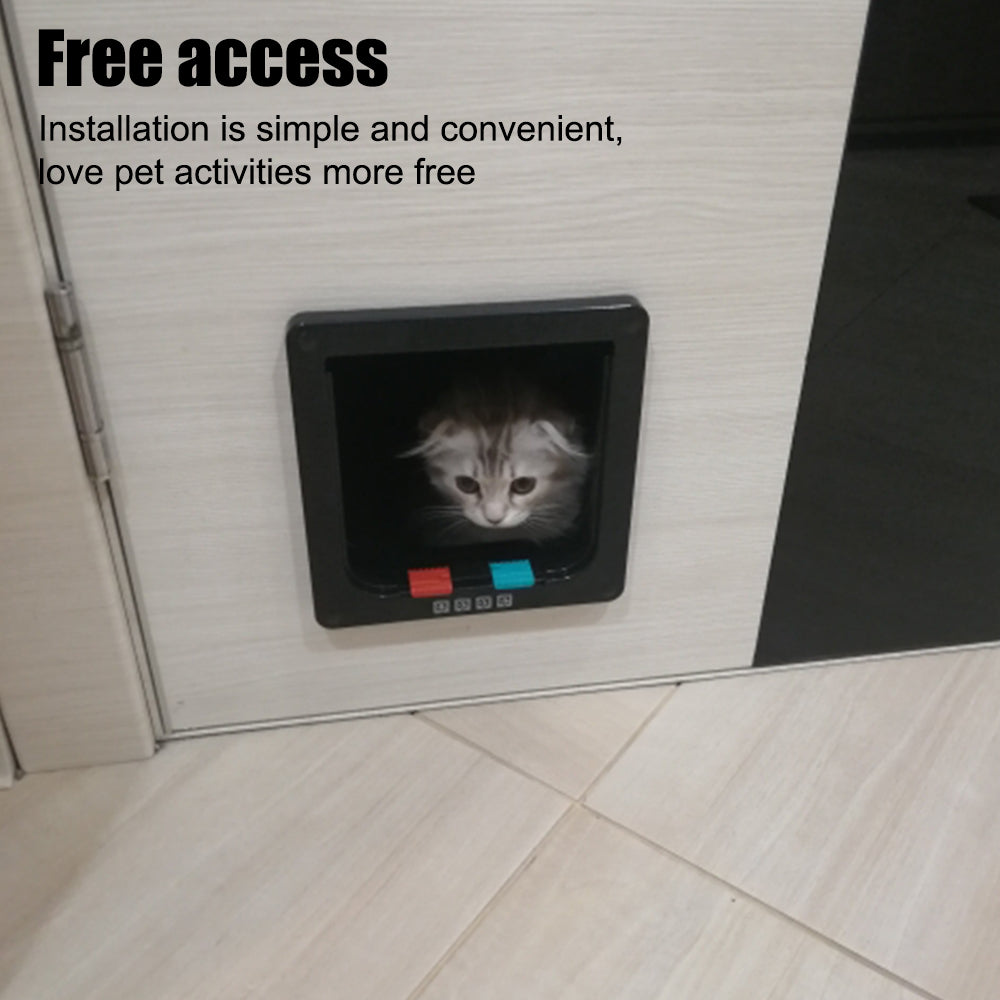 Pet Door with 4-Way Lock | ABS Plastic Cat & Dog Flap – M / L / XL