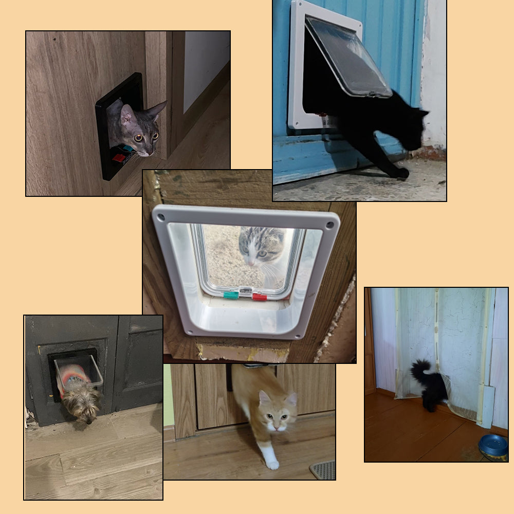 Pet Door with 4-Way Lock | ABS Plastic Cat & Dog Flap – M / L / XL